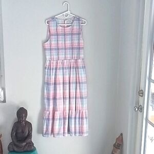 J. Crew Factory Pastel Plaid Maxi Dress